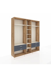 Hyperion Dolap 10 Raflı 4 Çekmeceli 2 Askılı 220x44x243 Çam-Aytaşı/Antrasit