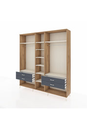 Hyperion Dolap 10 Raflı 4 Çekmeceli 2 Askılı 220x44x243 Çam-Aytaşı/Antrasit