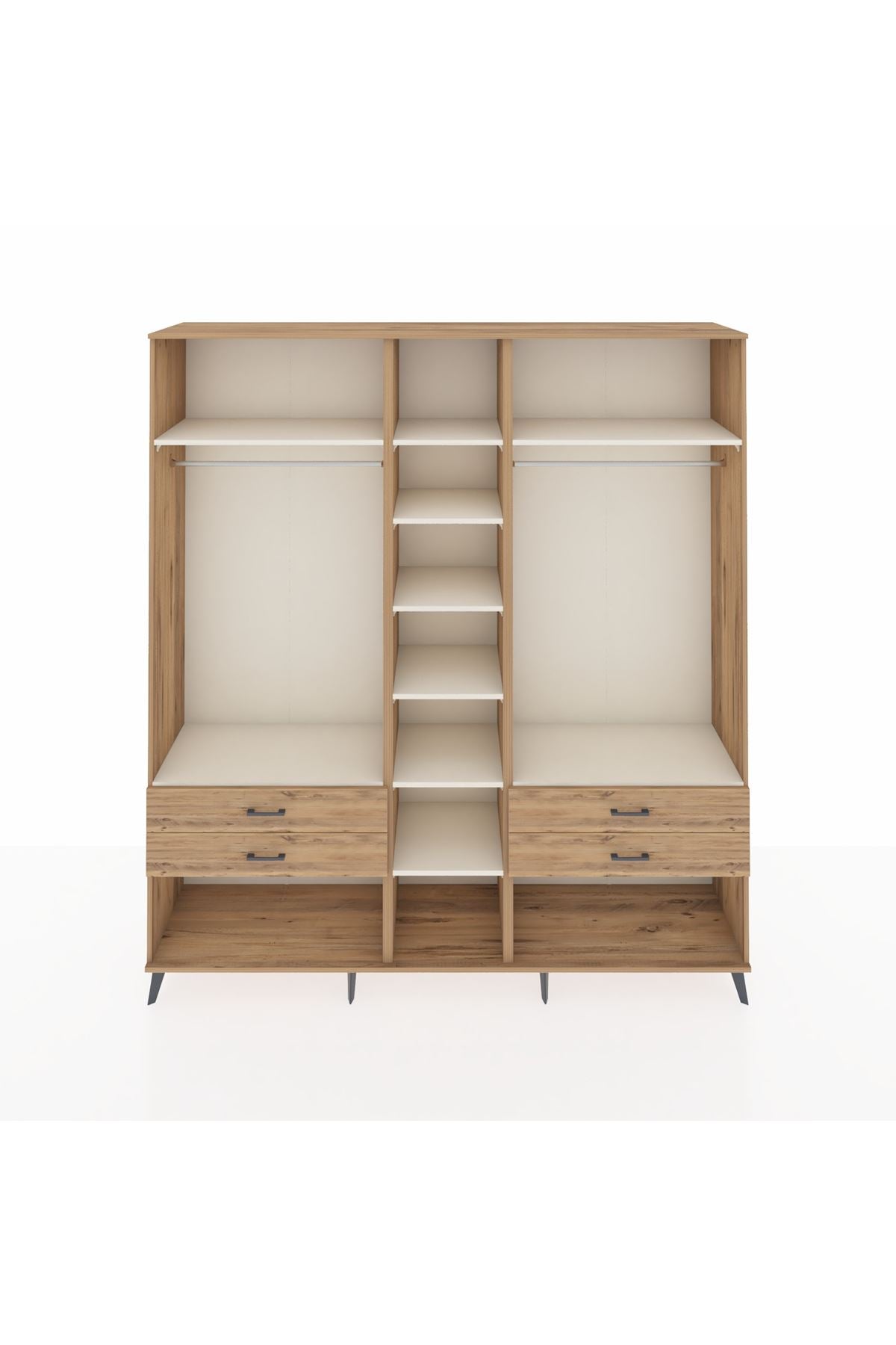 Hyperion Dolap 10 Raflı 4 Çekmeceli 2 Askılı 220x44x243 Çam-Aytaşı/Çam