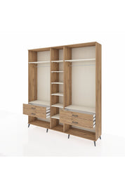 Hyperion Dolap 10 Raflı 4 Çekmeceli 2 Askılı 220x44x243 Çam-Aytaşı/Çam