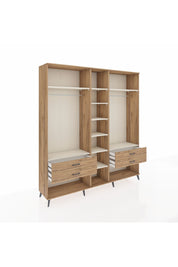 Hyperion Dolap 10 Raflı 4 Çekmeceli 2 Askılı 220x44x243 Çam-Aytaşı/Çam