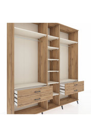 Hyperion Dolap 10 Raflı 4 Çekmeceli 2 Askılı 220x44x243 Çam-Aytaşı/Çam