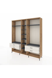 Hyperion Dolap 10 Raflı 4 Çekmeceli 2 Askılı 220x44x243 Çam-Antrasit/Aytaşı