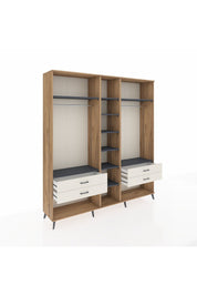 Hyperion Dolap 10 Raflı 4 Çekmeceli 2 Askılı 220x44x243 Çam-Antrasit/Aytaşı