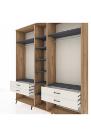 Hyperion Dolap 10 Raflı 4 Çekmeceli 2 Askılı 220x44x243 Çam-Antrasit/Aytaşı