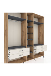 Hyperion Dolap 10 Raflı 4 Çekmeceli 2 Askılı 220x44x243 Çam-Antrasit/Aytaşı