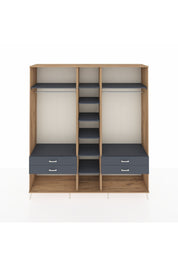 Hyperion Dolap 10 Raflı 4 Çekmeceli 2 Askılı 220x44x243 Çam-Antrasit/Antrasit