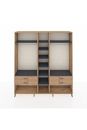 Hyperion Dolap 10 Raflı 4 Çekmeceli 2 Askılı 220x44x243 Çam-Antrasit/Çam