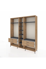 Hyperion Dolap 10 Raflı 4 Çekmeceli 2 Askılı 220x44x243 Çam-Antrasit/Çam