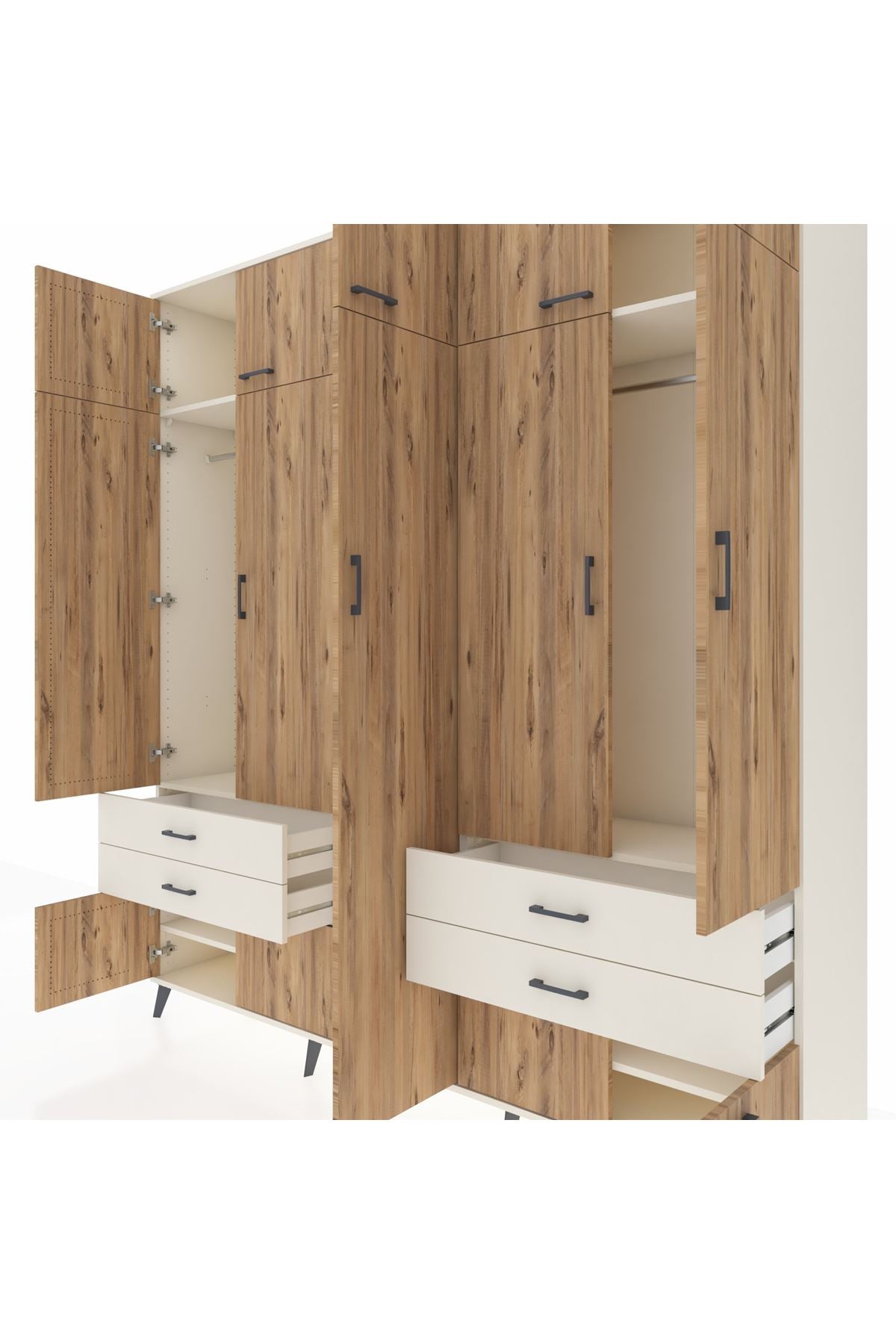 Hyperion Dolap 12 Raflı 4 Çekmeceli 2 Askılı 220x44x243 - S553M011V01B