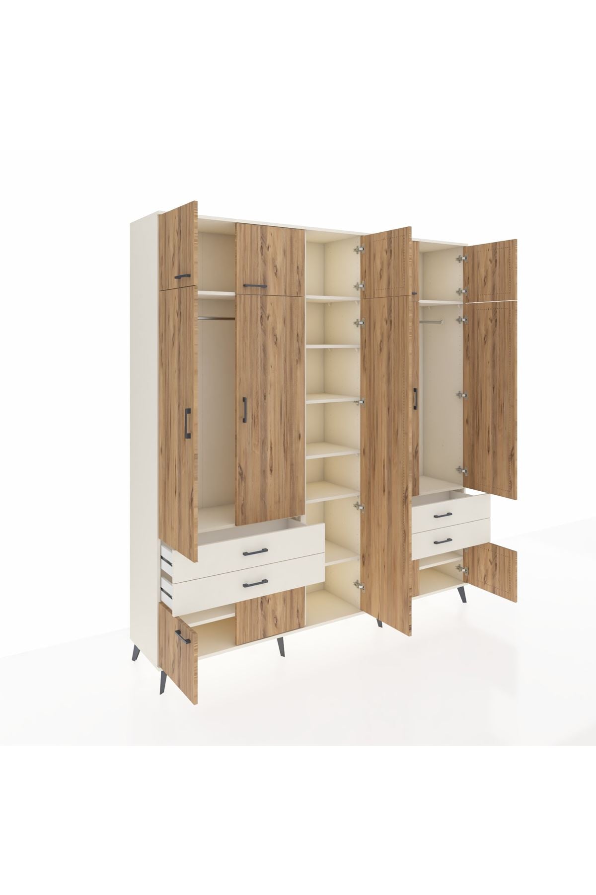 Hyperion Dolap 12 Raflı 4 Çekmeceli 2 Askılı 220x44x243 - S553M011V01B