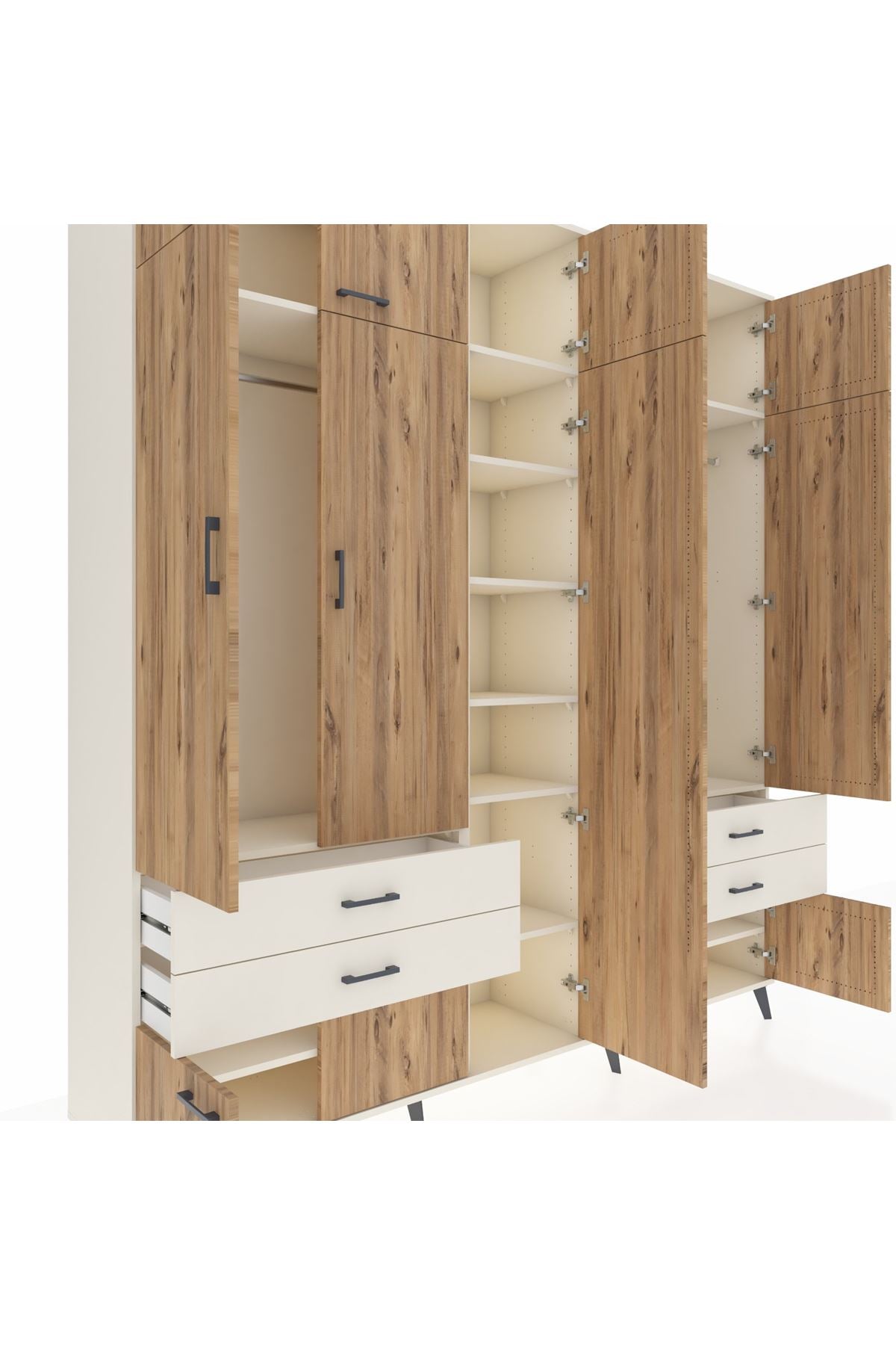 Hyperion Dolap 12 Raflı 4 Çekmeceli 2 Askılı 220x44x243 - S553M011V01B