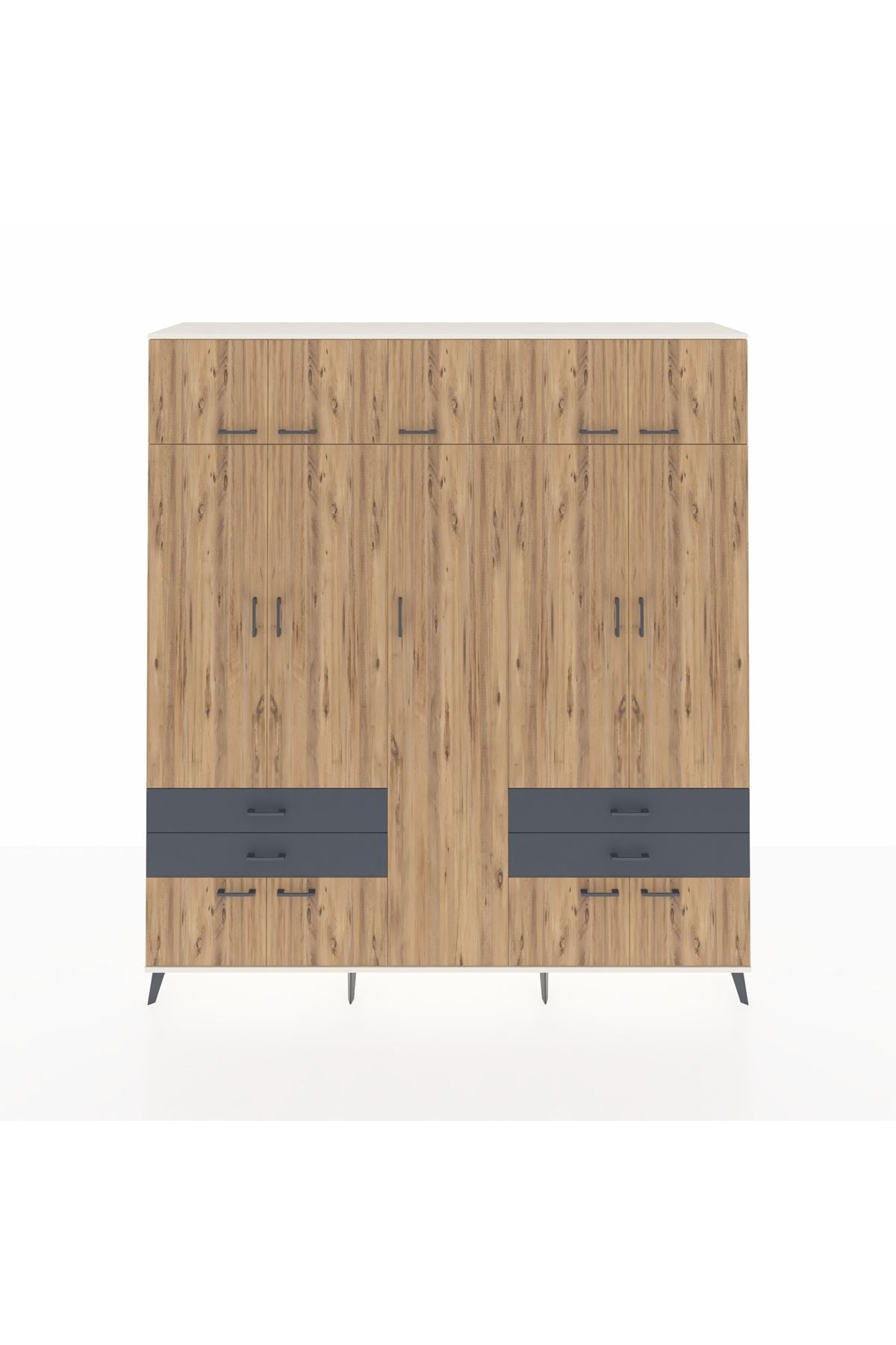 Hyperion Dolap 12 Raflı 4 Çekmeceli 2 Askılı 220x44x243 - S553M011V02B