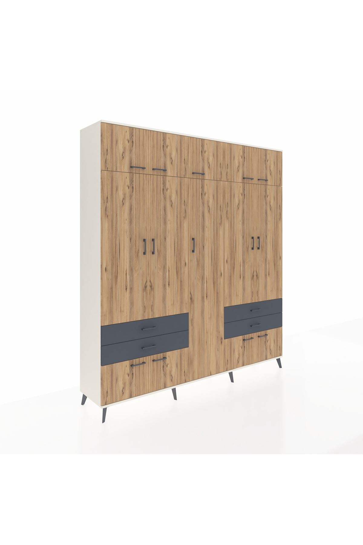 Hyperion Dolap 12 Raflı 4 Çekmeceli 2 Askılı 220x44x243 - S553M011V02B