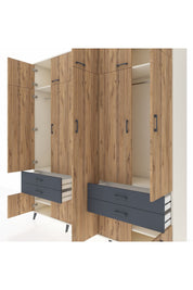 Hyperion Dolap 12 Raflı 4 Çekmeceli 2 Askılı 220x44x243 - S553M011V02B