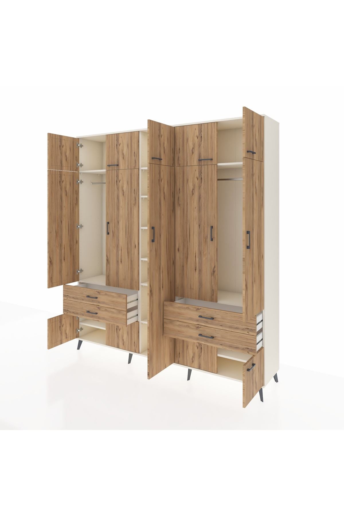 Hyperion Dolap 12 Raflı 4 Çekmeceli 2 Askılı 220x44x243 - S553M011V03B