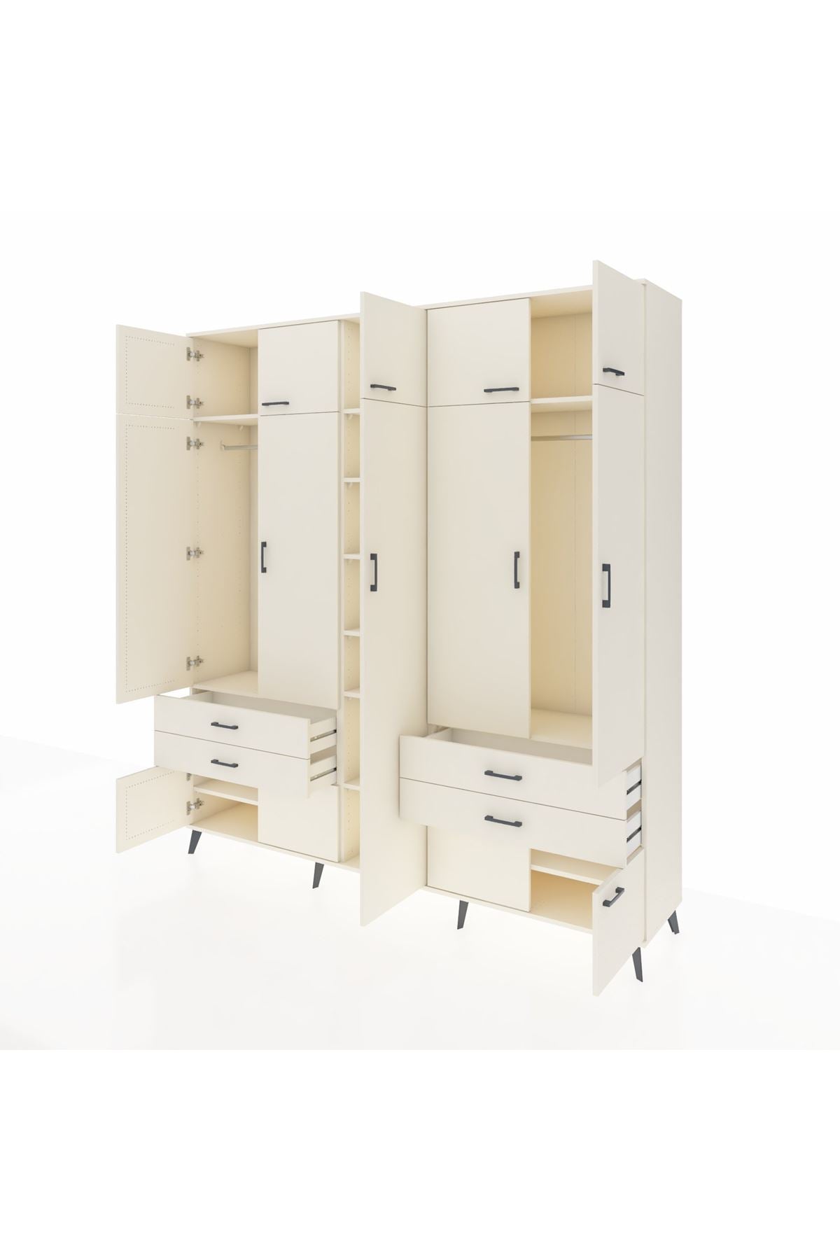 Hyperion Dolap 12 Raflı 4 Çekmeceli 2 Askılı 220x44x243 - S553M011V04B