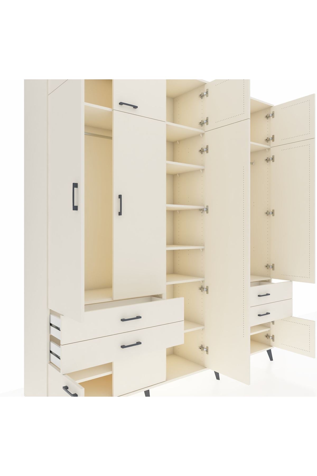 Hyperion Dolap 12 Raflı 4 Çekmeceli 2 Askılı 220x44x243 - S553M011V04B