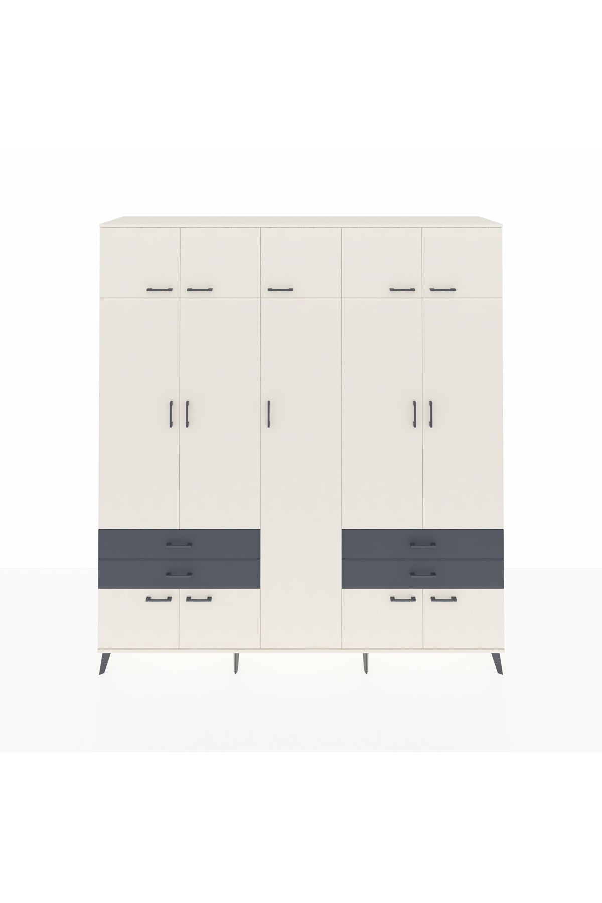 Hyperion Dolap 12 Raflı 4 Çekmeceli 2 Askılı 220x44x243 - S553M011V05B