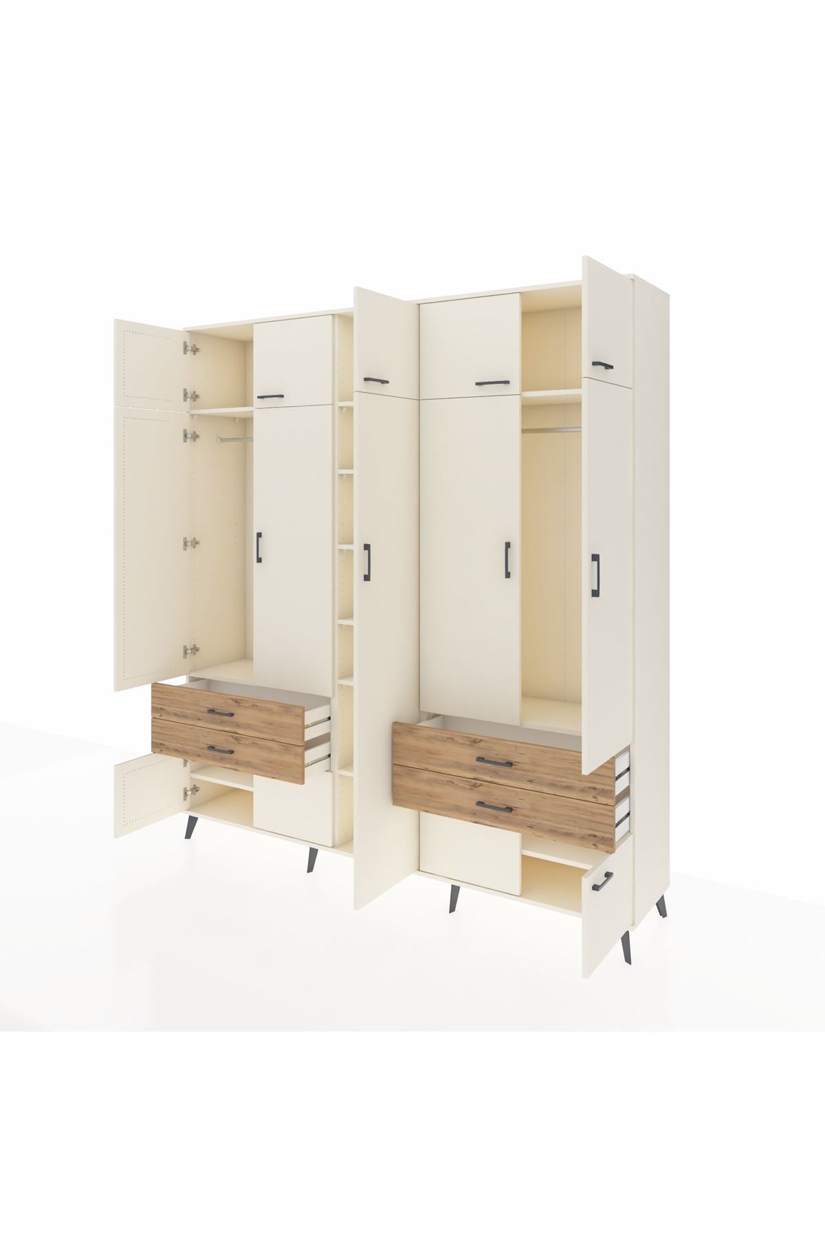 Hyperion Dolap 12 Raflı 4 Çekmeceli 2 Askılı 220x44x243 - S553M011V06B