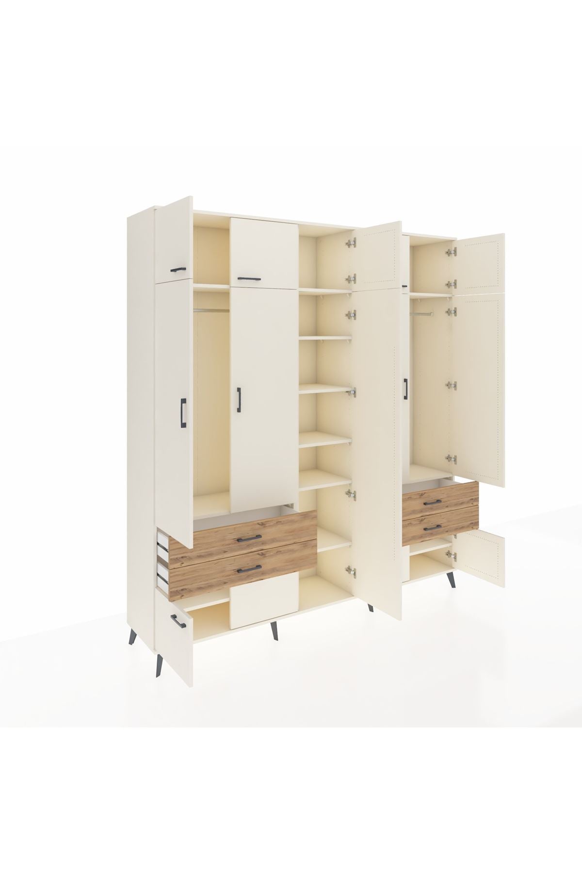 Hyperion Dolap 12 Raflı 4 Çekmeceli 2 Askılı 220x44x243 - S553M011V06B