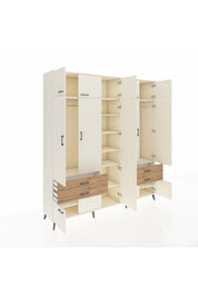 Hyperion Dolap 12 Raflı 4 Çekmeceli 2 Askılı 220x44x243 - S553M011V06B