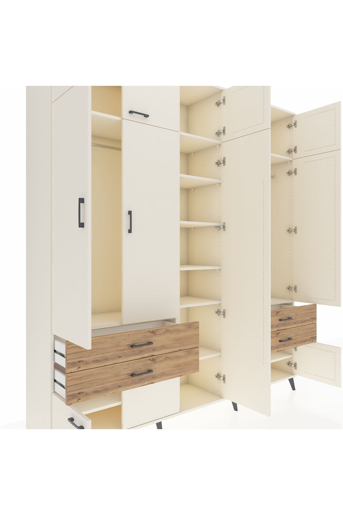 Hyperion Dolap 12 Raflı 4 Çekmeceli 2 Askılı 220x44x243 - S553M011V06B