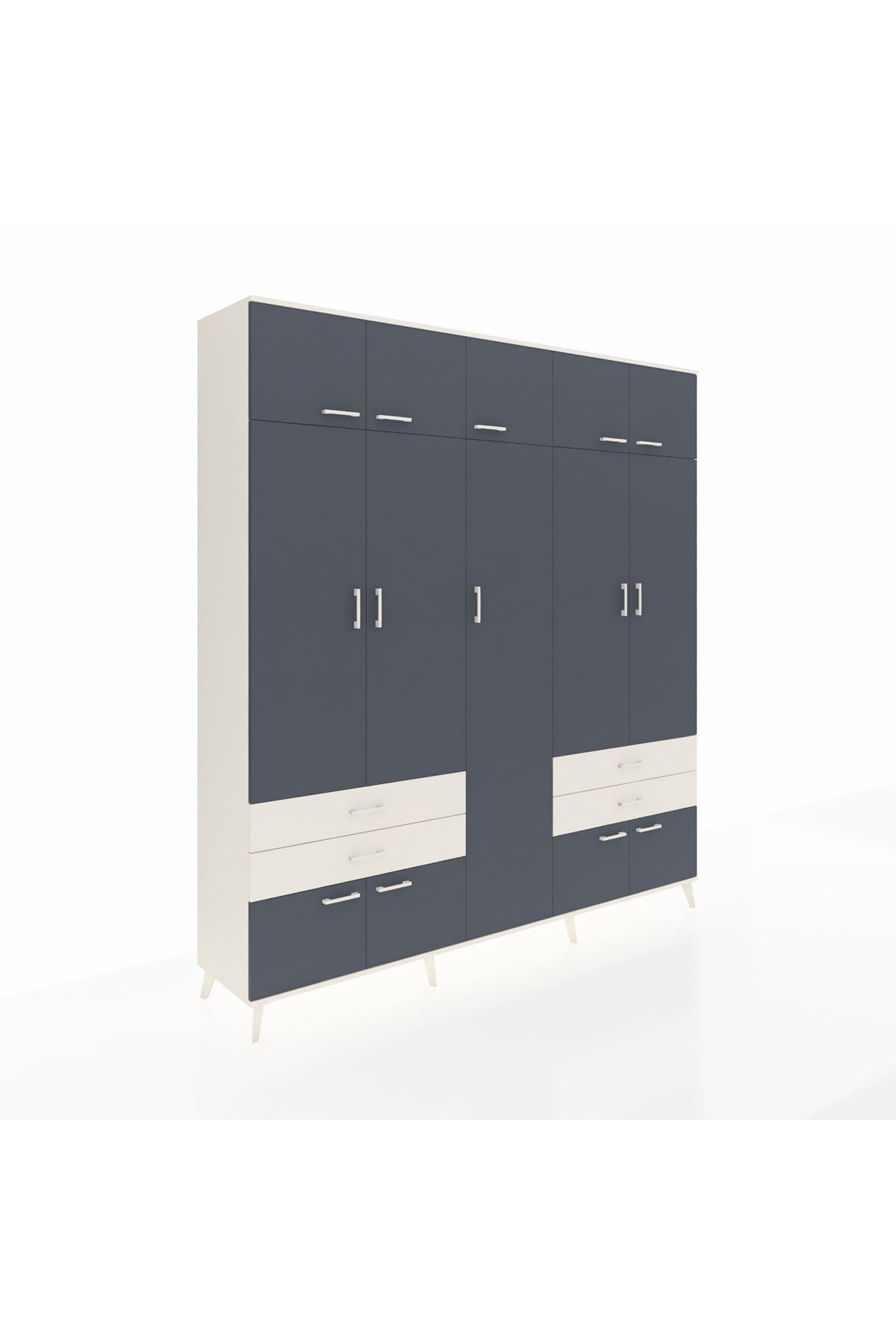 Hyperion Dolap 12 Raflı 4 Çekmeceli 2 Askılı 220x44x243 - S553M011V07B