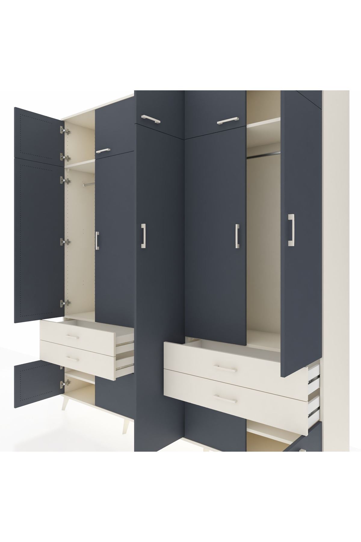 Hyperion Dolap 12 Raflı 4 Çekmeceli 2 Askılı 220x44x243 - S553M011V07B