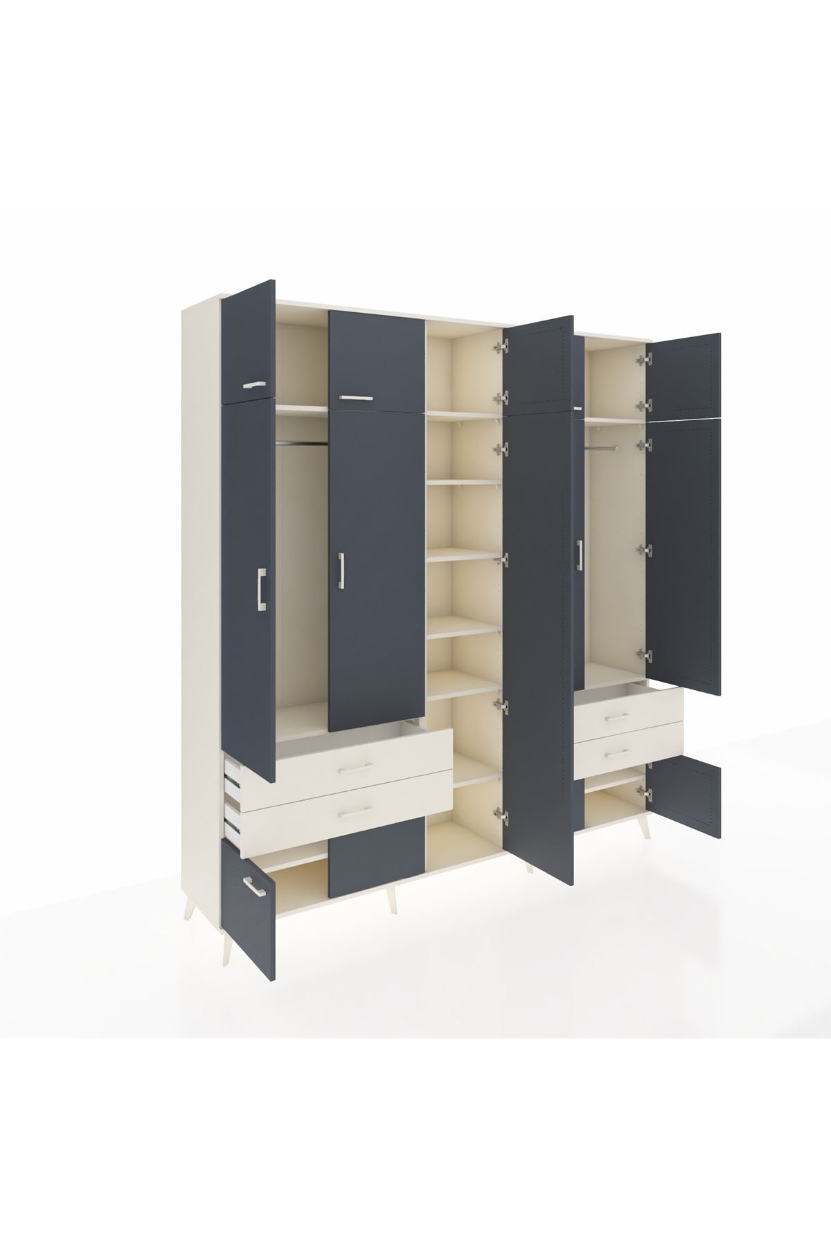 Hyperion Dolap 12 Raflı 4 Çekmeceli 2 Askılı 220x44x243 - S553M011V07B