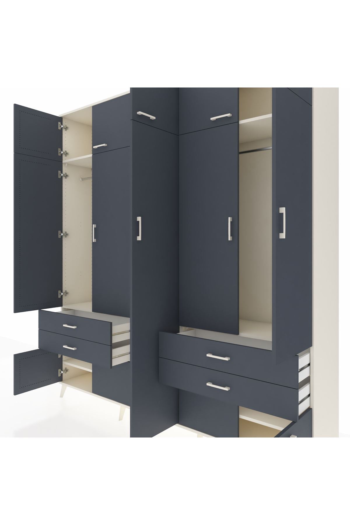 Hyperion Dolap 12 Raflı 4 Çekmeceli 2 Askılı 220x44x243 - S553M011V08B