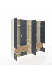 Hyperion Dolap 12 Raflı 4 Çekmeceli 2 Askılı 220x44x243 - S553M011V09B