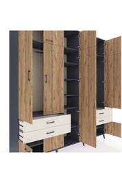 Hyperion Dolap 12 Raflı 4 Çekmeceli 2 Askılı 220x44x243 - S553M011V10B