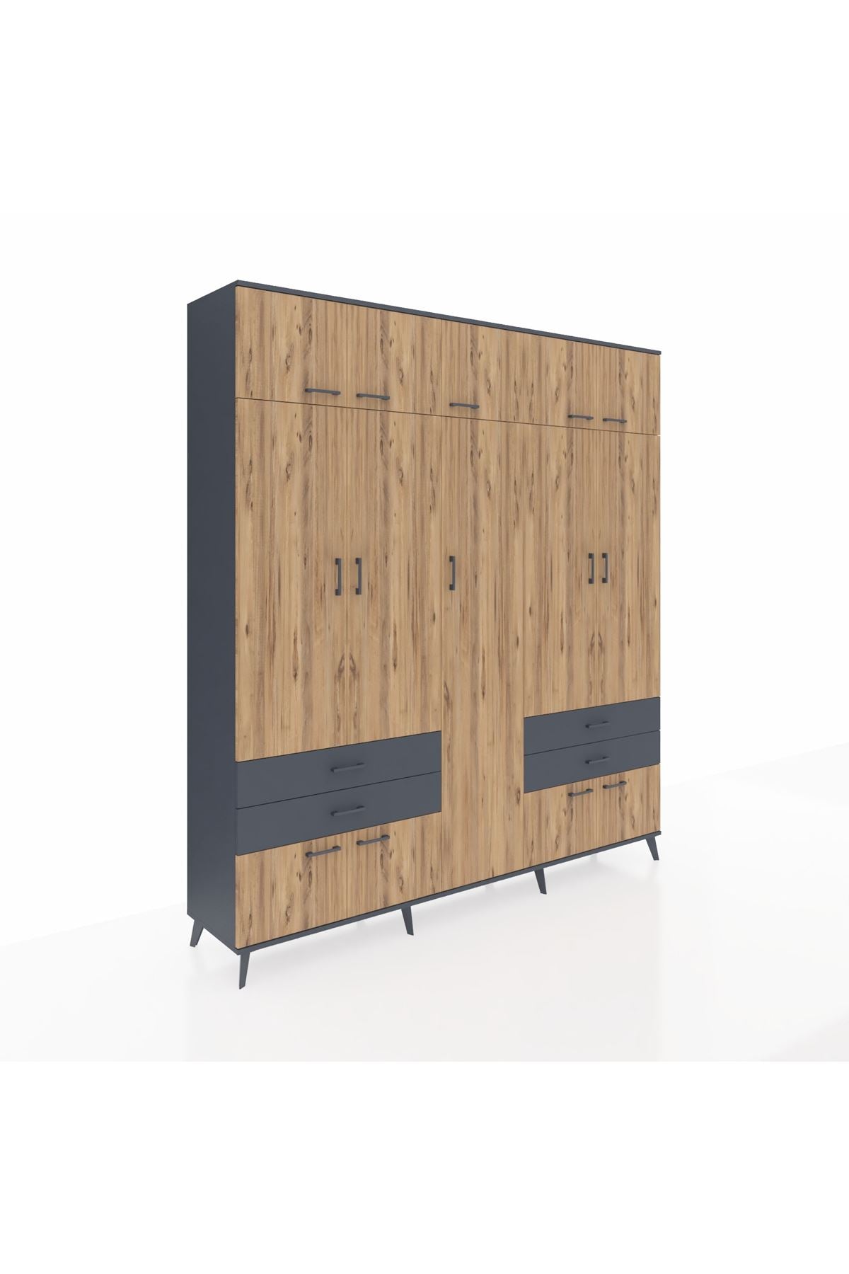 Hyperion Dolap 12 Raflı 4 Çekmeceli 2 Askılı 220x44x243 - S553M011V11B