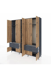 Hyperion Dolap 12 Raflı 4 Çekmeceli 2 Askılı 220x44x243 - S553M011V11B