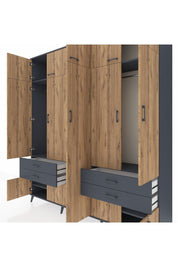 Hyperion Dolap 12 Raflı 4 Çekmeceli 2 Askılı 220x44x243 - S553M011V11B