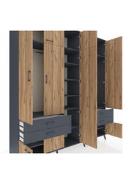 Hyperion Dolap 12 Raflı 4 Çekmeceli 2 Askılı 220x44x243 - S553M011V11B