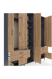 Hyperion Dolap 12 Raflı 4 Çekmeceli 2 Askılı 220x44x243 - S553M011V12B