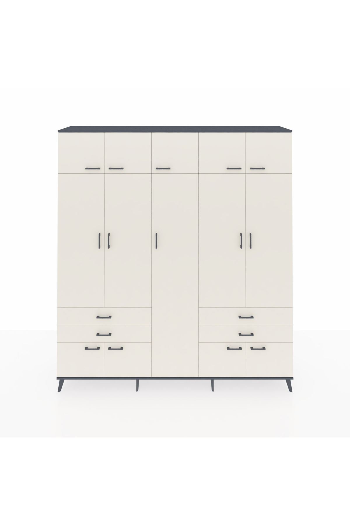 Hyperion Dolap 12 Raflı 4 Çekmeceli 2 Askılı 220x44x243 - S553M011V13B