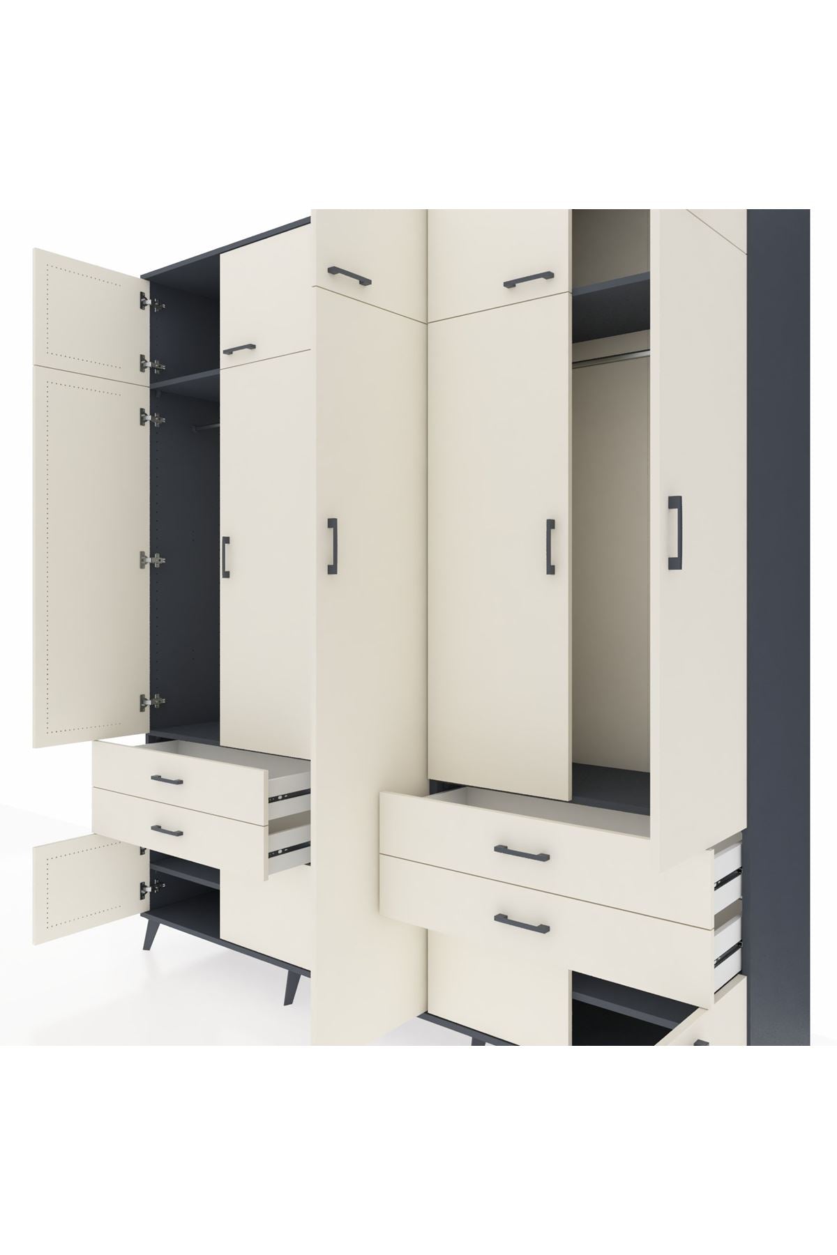 Hyperion Dolap 12 Raflı 4 Çekmeceli 2 Askılı 220x44x243 - S553M011V13B