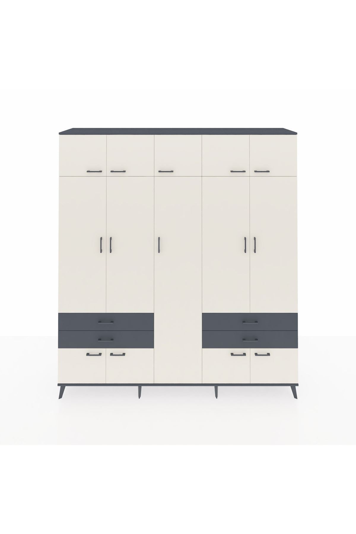 Hyperion Dolap 12 Raflı 4 Çekmeceli 2 Askılı 220x44x243 - S553M011V14B