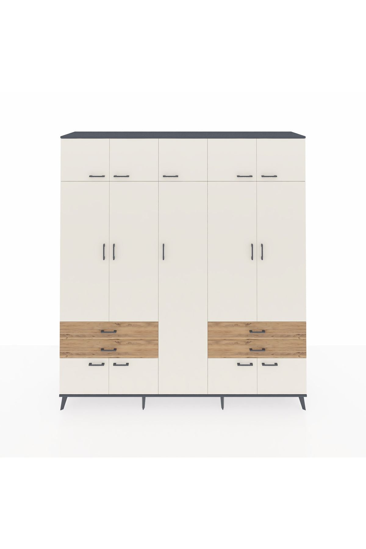 Hyperion Dolap 12 Raflı 4 Çekmeceli 2 Askılı 220x44x243 - S553M011V15B