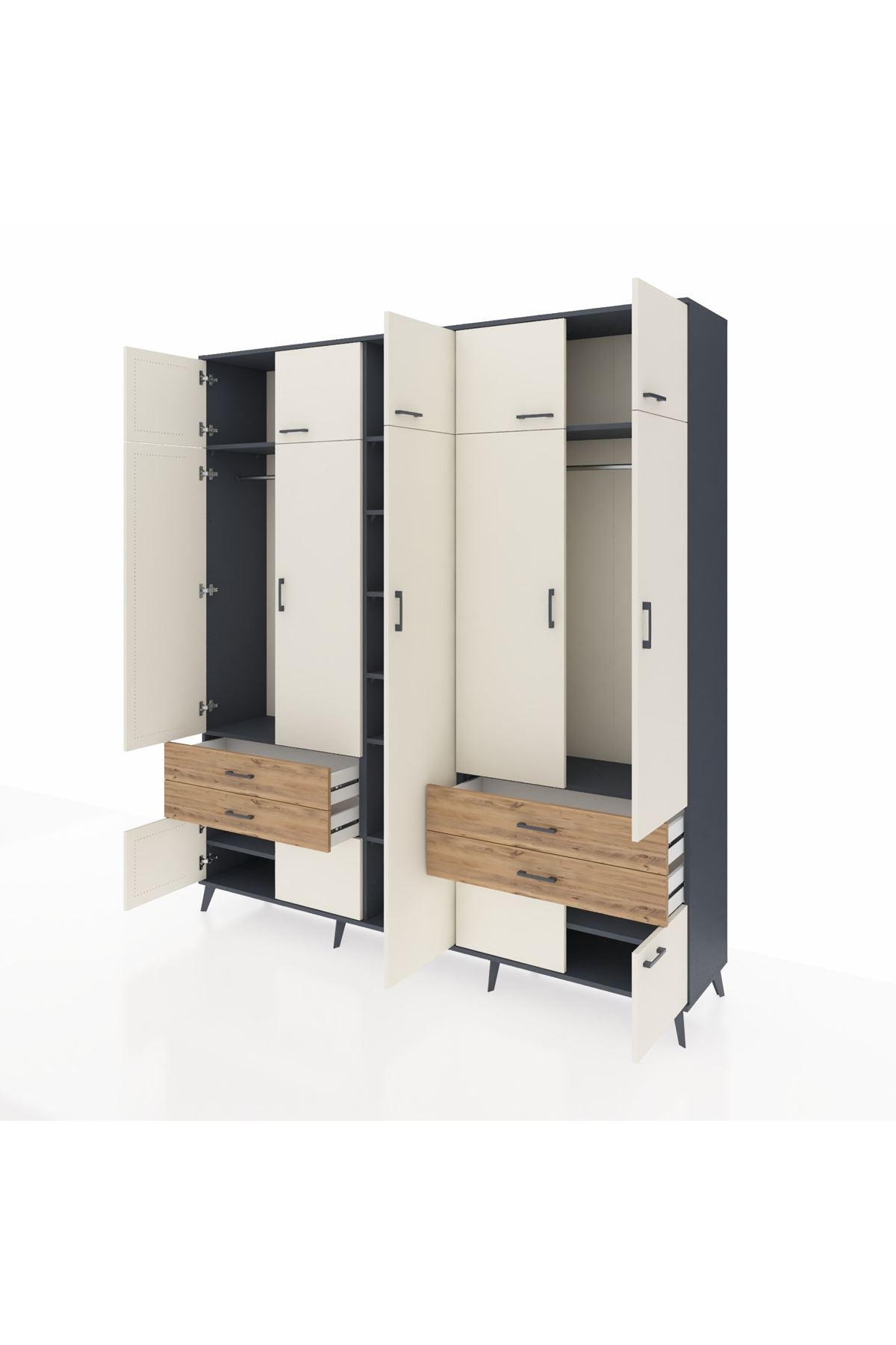 Hyperion Dolap 12 Raflı 4 Çekmeceli 2 Askılı 220x44x243 - S553M011V15B