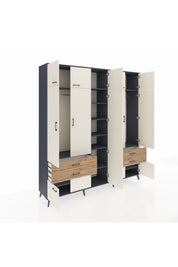 Hyperion Dolap 12 Raflı 4 Çekmeceli 2 Askılı 220x44x243 - S553M011V15B