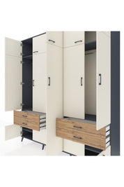 Hyperion Dolap 12 Raflı 4 Çekmeceli 2 Askılı 220x44x243 - S553M011V15B