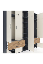 Hyperion Dolap 12 Raflı 4 Çekmeceli 2 Askılı 220x44x243 - S553M011V15B