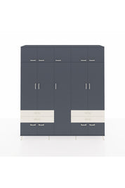 Hyperion Dolap 12 Raflı 4 Çekmeceli 2 Askılı 220x44x243 Antrasit-Antrasit/Aytaşı