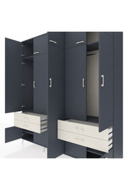 Hyperion Dolap 12 Raflı 4 Çekmeceli 2 Askılı 220x44x243 Antrasit-Antrasit/Aytaşı