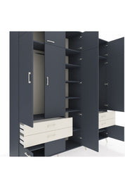 Hyperion Dolap 12 Raflı 4 Çekmeceli 2 Askılı 220x44x243 Antrasit-Antrasit/Aytaşı