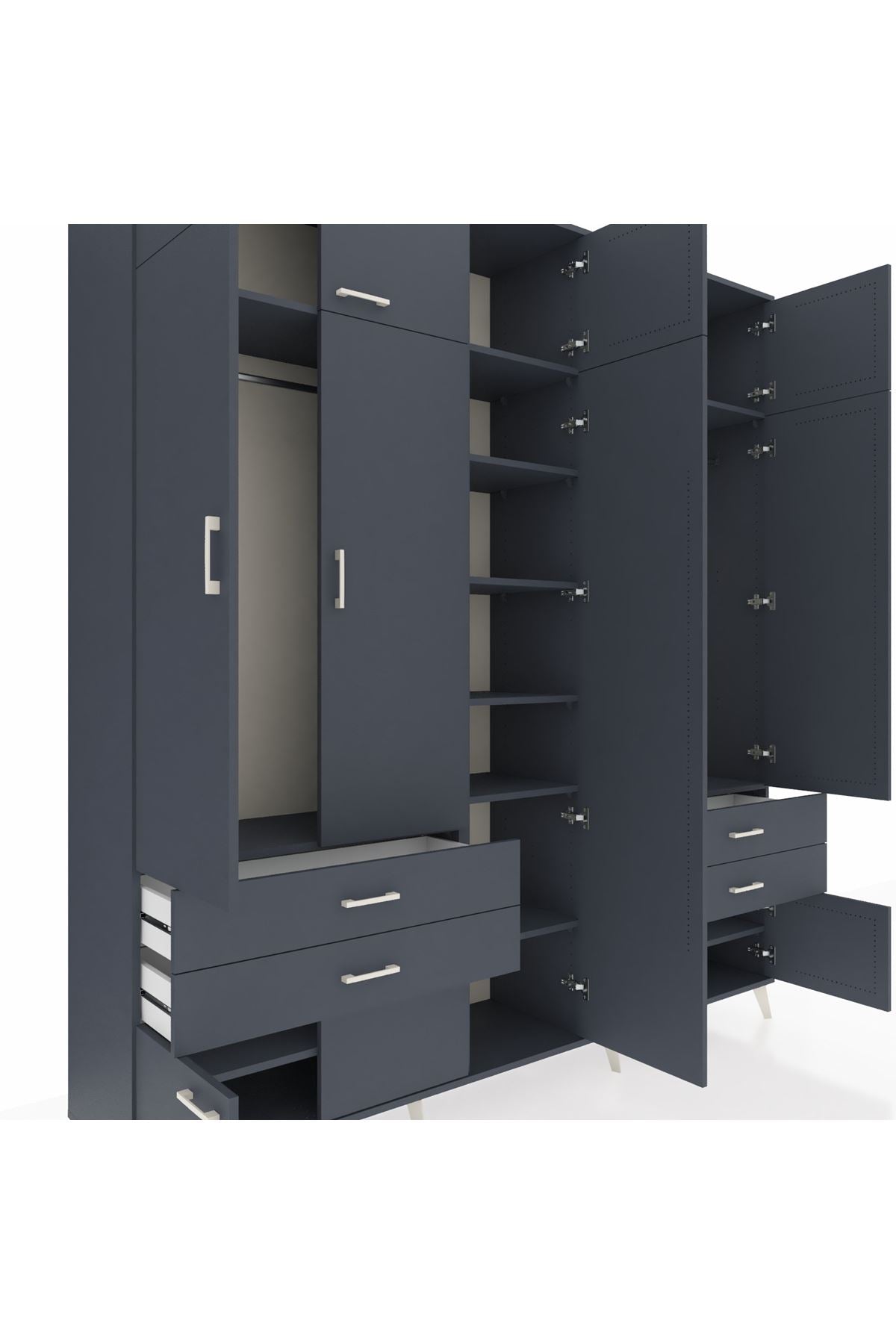 Hyperion Dolap 12 Raflı 4 Çekmeceli 2 Askılı 220x44x243 - S553M011V17B